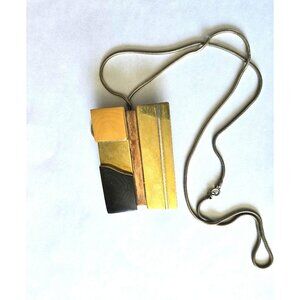 Vintage Mixed Metal & Bakelite/Catalin Necklace Art Deco/Modernist Early Plastic